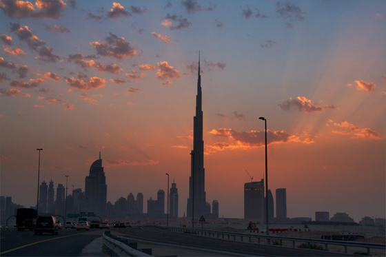 Dubai Skyline Burj Khalifa Abendrot